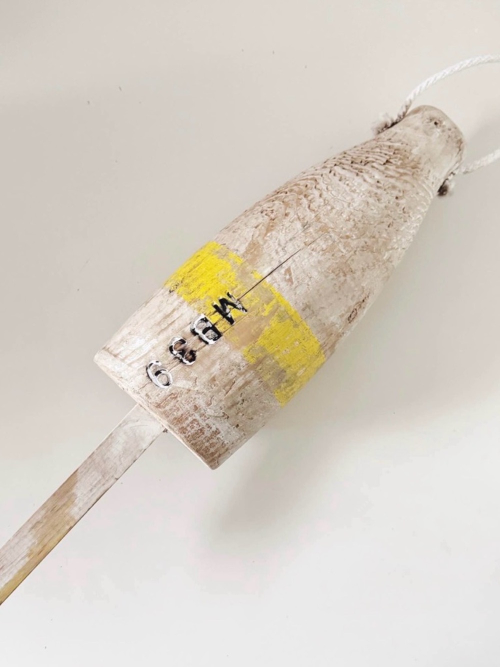 Vintage Wood Lobster Buoy / Yellow / MB39